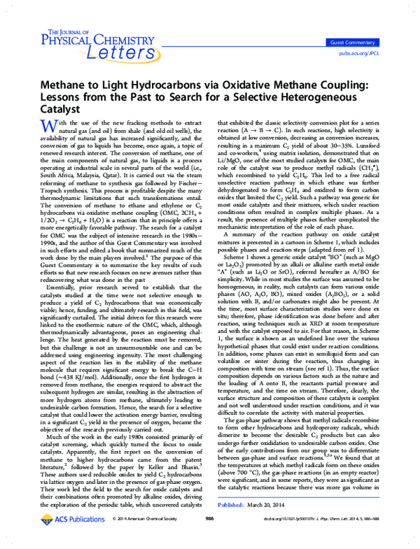 (PDF) Methane to Light Hydrocarbons via Oxidative Methane Coupling ...