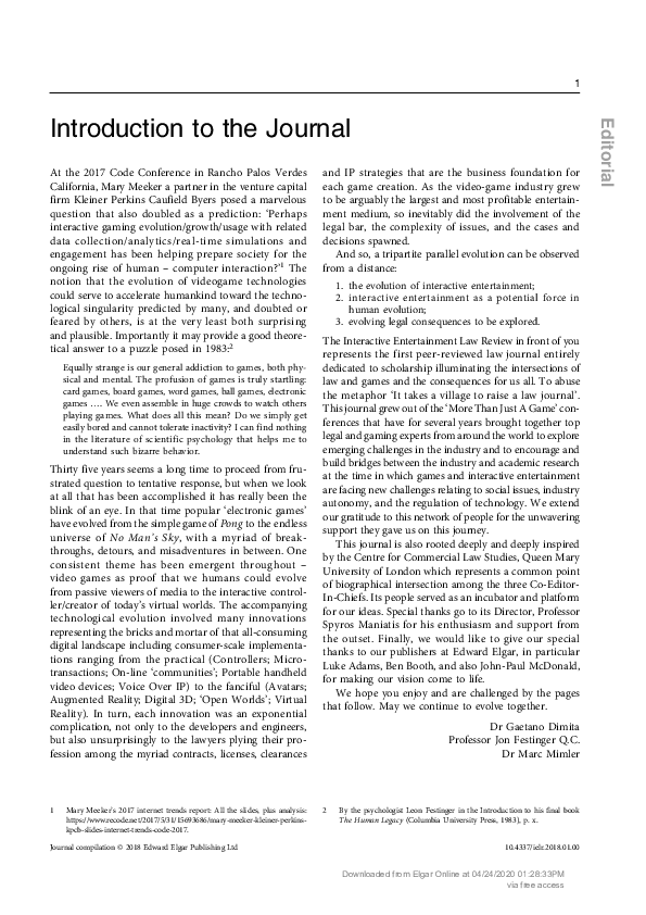 (PDF) Introduction to the Journal