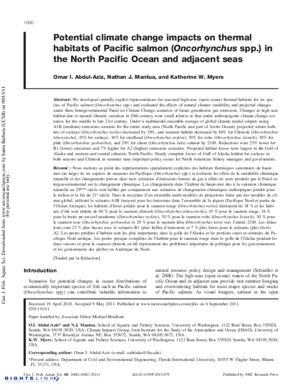 (PDF) Potential climate change impacts on thermal habitats of Pacific ...