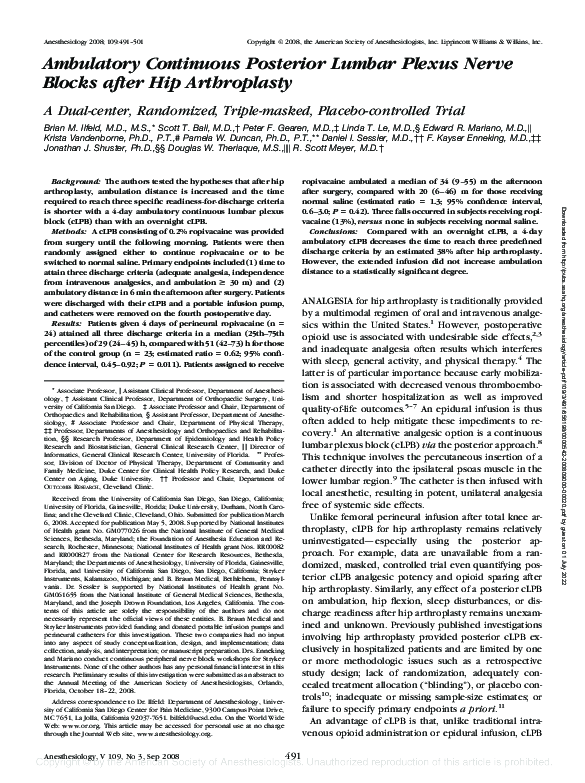 (PDF) Ambulatory Continuous Posterior Lumbar Plexus Nerve Blocks after ...