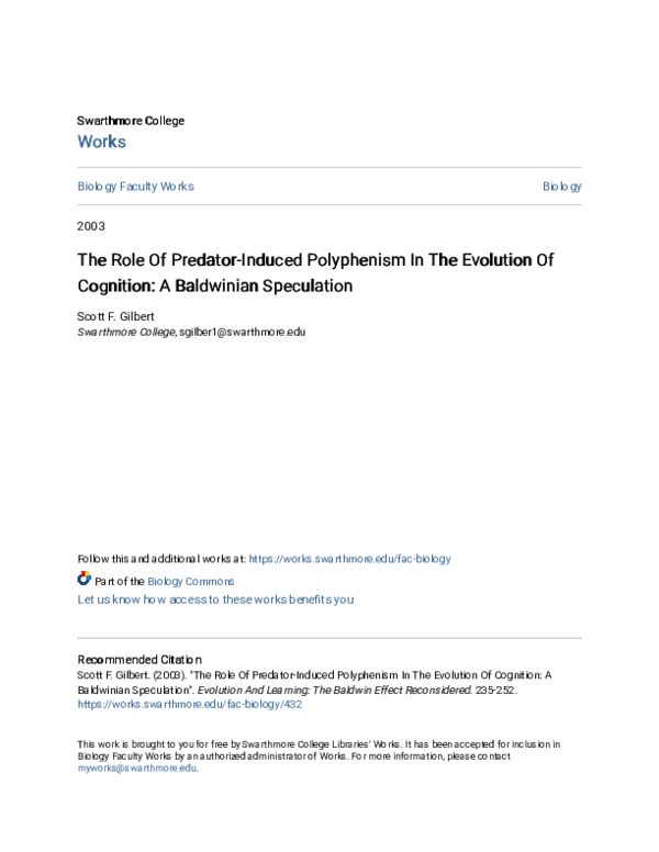(PDF) The Role of Predator-Induced Polyphenism in the Evolution of ...
