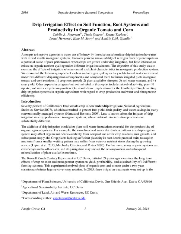 (PDF) Drip Irrigation Effect on Soil Function , Root Systems and ...