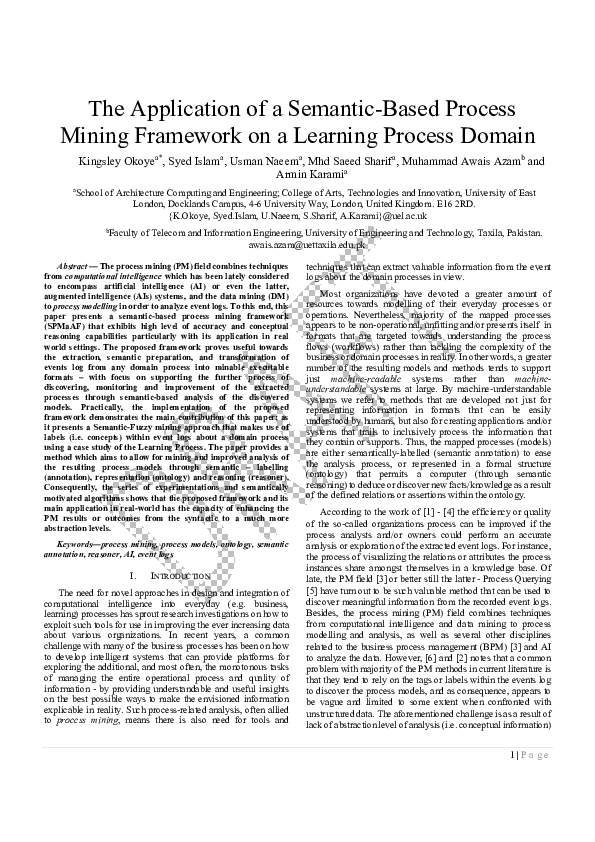 (PDF) The Application of a Semantic-Based Process Mining Framework on a ...