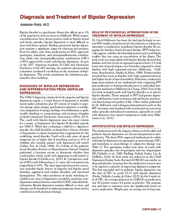 (PDF) Diagnosis and Treatment of Bipolar Depression