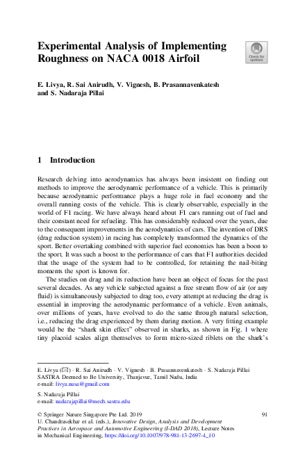 (PDF) Experimental Analysis of Implementing Roughness on NACA 0018 Airfoil