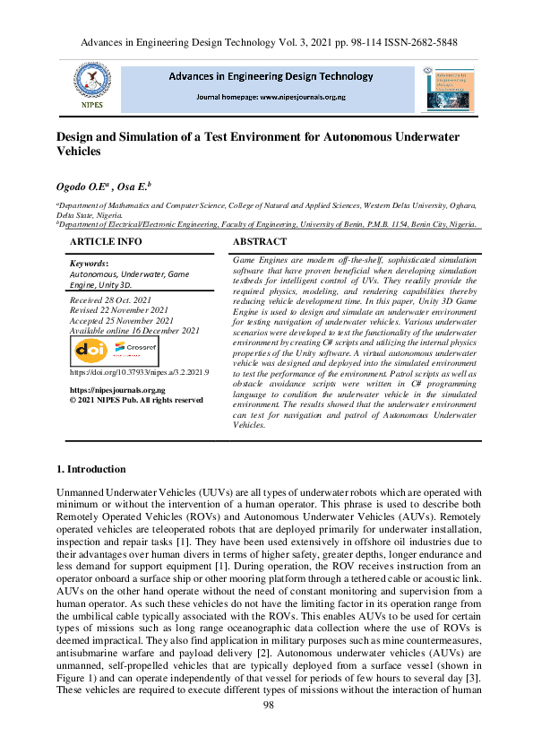 (PDF) Design and Simulation of a Test Environment for Autonomous ...