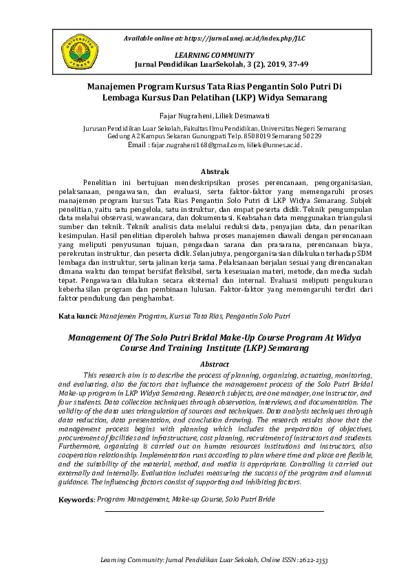 (PDF) Manajemen Program Kursus Tata Rias Pengantin Solo Putri Di ...