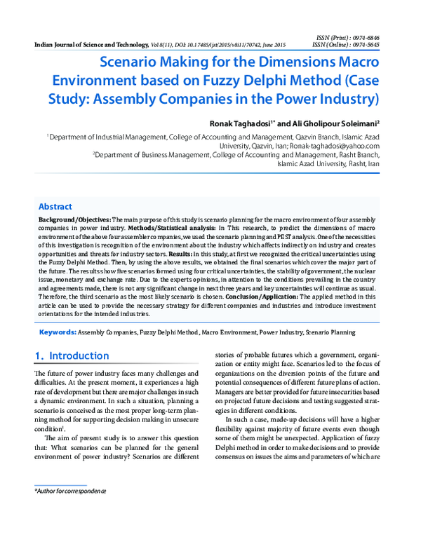 (PDF) Scenario Making for the Dimensions Macro Environment based on ...
