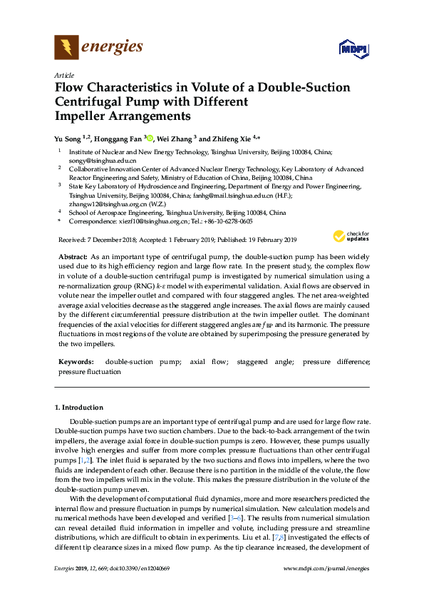 (PDF) Flow Characteristics in Volute of a Double-Suction Centrifugal ...