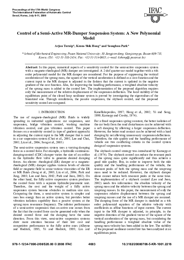(PDF) Control of a semiactive MRdamper suspension system A new