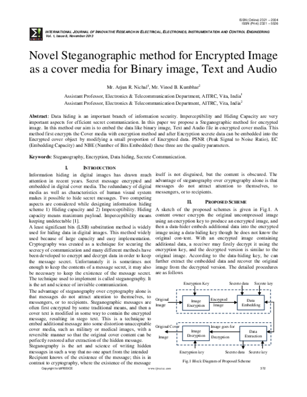 (PDF) Novel Steganographic method for Encrypted Image as a cover media ...