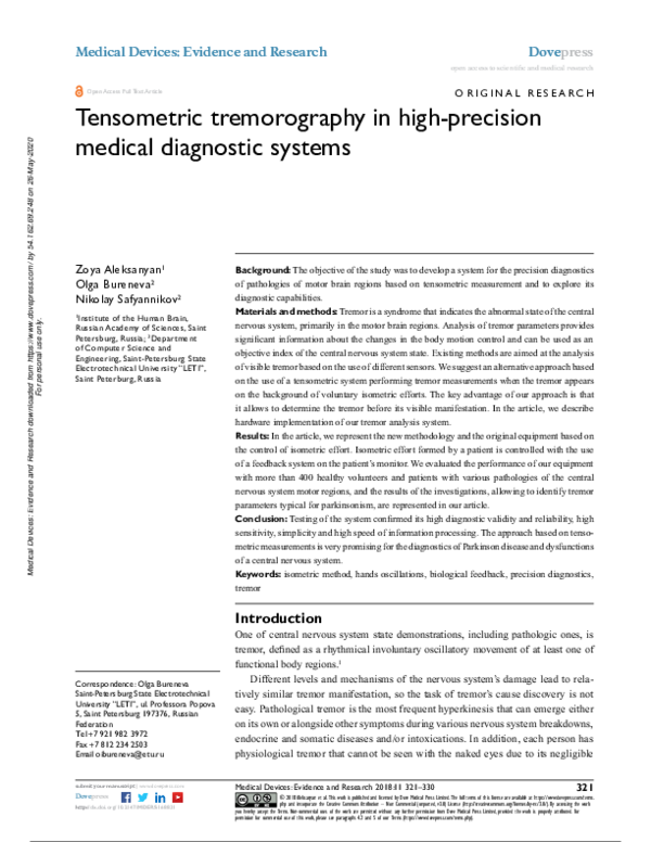 (PDF) Tensometric tremorography in high-precision medical diagnostic ...