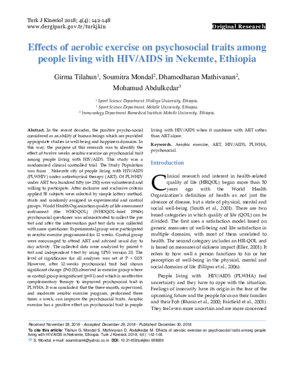 (PDF) Effects of aerobic exercise on psychosocial traits among people ...