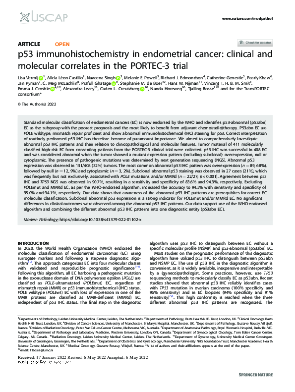 (PDF) p53 immunohistochemistry in endometrial cancer: clinical and ...