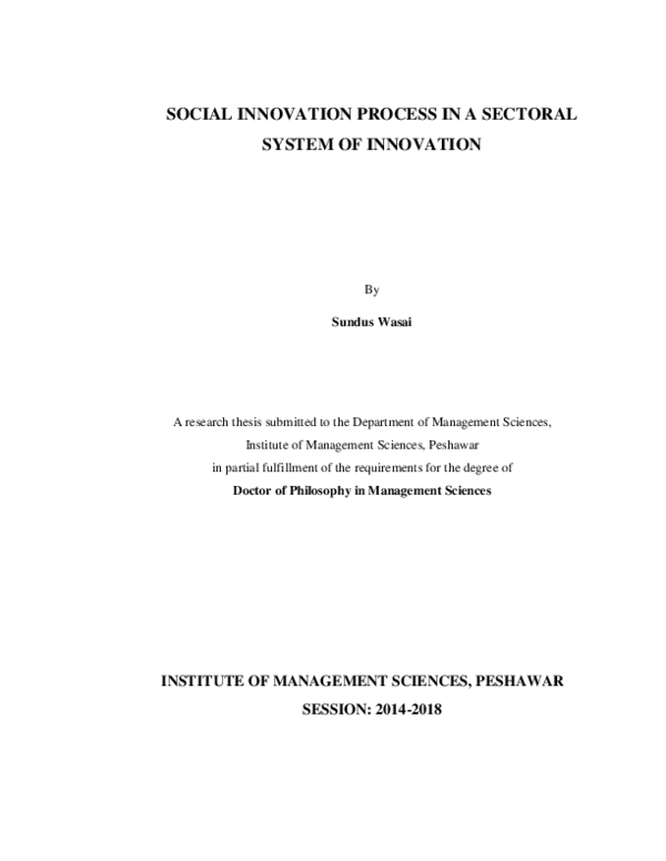 (PDF) Social Innovation Process in a Sectoral System of Innovation