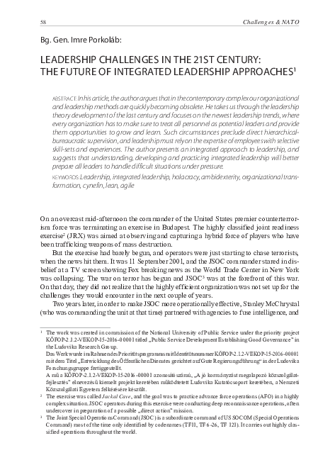 (PDF) Leadership Challenges in the 21ST Century: The Future of ...