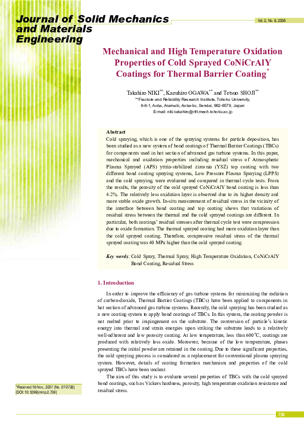 (PDF) Mechanical and High Temperature Oxidation Properties of Cold ...