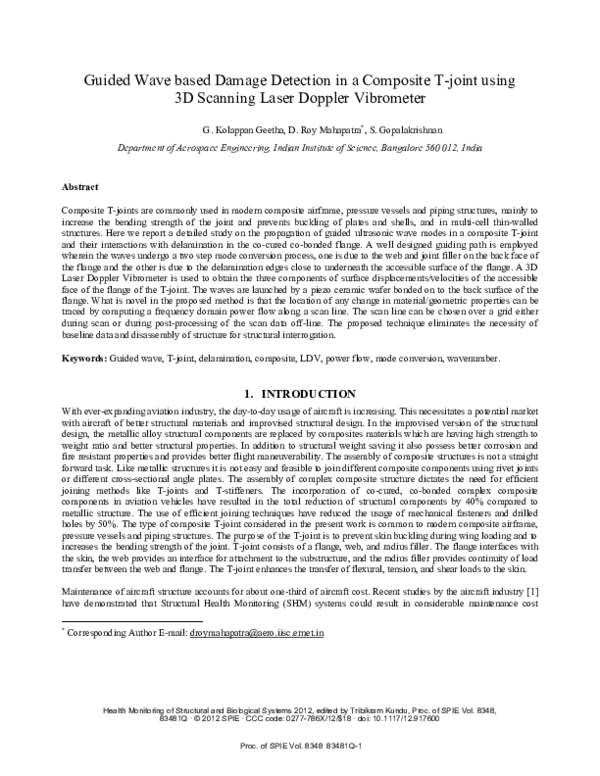 (PDF) Guided-wave-based damage detection in a composite T-joint using ...