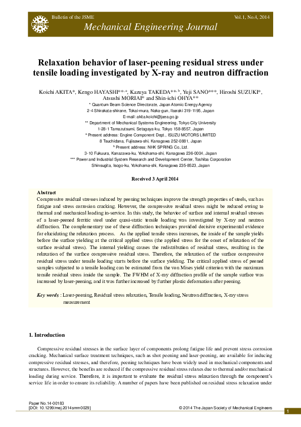 (PDF) Relaxation behavior of laser-peening residual stress under ...