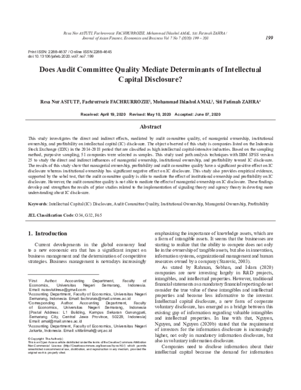 (PDF) Does Audit Committee Quality Mediate Determinants of Intellectual ...
