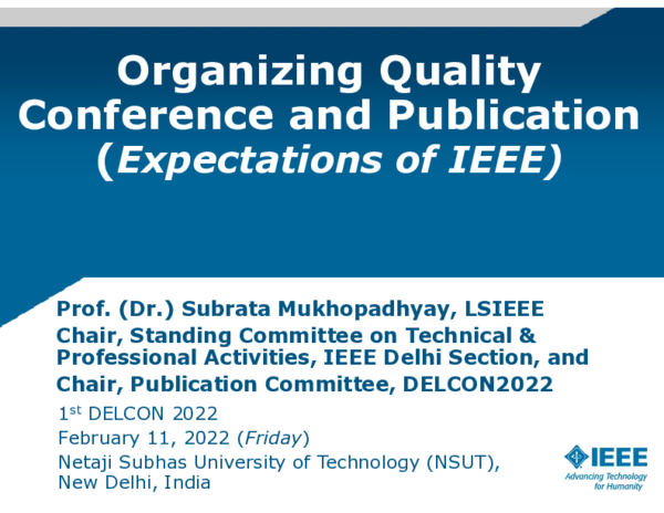 (PDF) Organizing Quality Conference and Publication (Expectations of IEEE