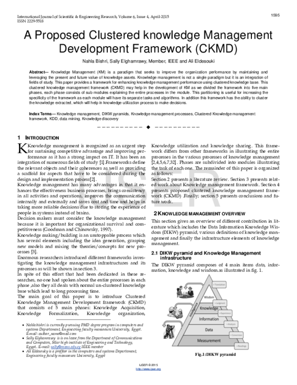 (PDF) A Proposed Clustered knowledge Management Development Framework ...