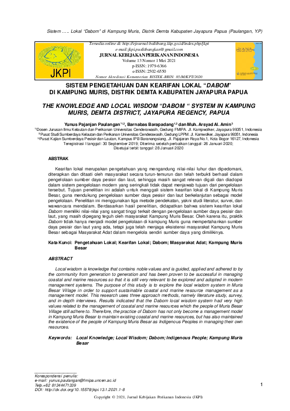 Gambar Sistem Pengetahuan Dan Kearifan Lokal Dabom