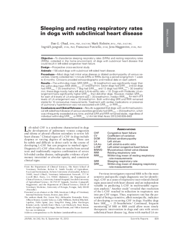 (PDF) Sleeping and resting respiratory rates in dogs with subclinical