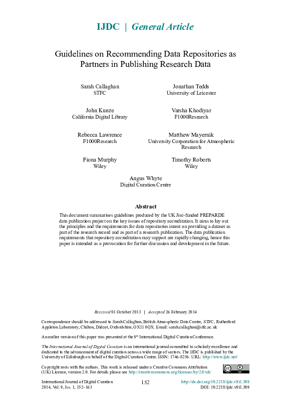 (PDF) Guidelines on Recommending Data Repositories as Partners in ...