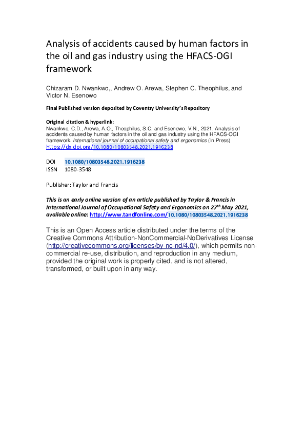 (PDF) Analysis of accidents caused by human factors in the oil and gas ...