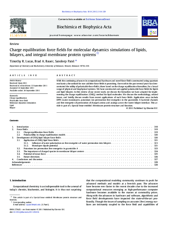 (PDF) Charge equilibration force fields for molecular dynamics ...