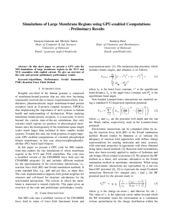 (PDF) Simulations of Large Membrane Regions Using GPU-Enabled ...