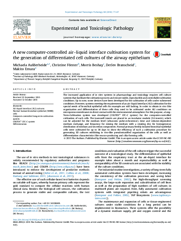 (PDF) A new computer-controlled air-liquid interface cultivation system ...