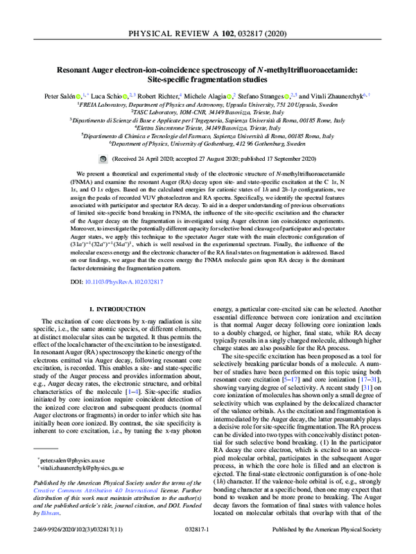(PDF) Resonant Auger electron-ion-coincidence spectroscopy of N ...