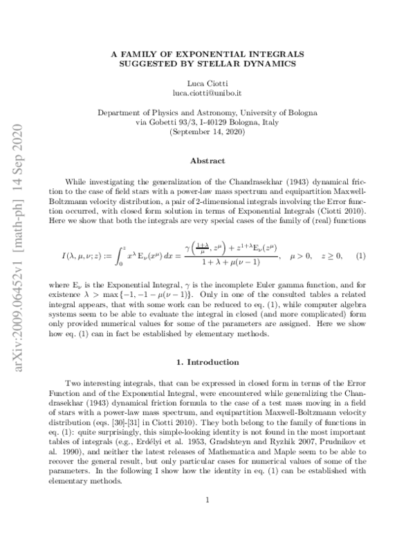  pdf a family of exponential integrals suggested by stellar dynamics
