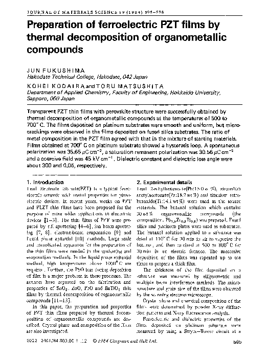 (PDF) Preparation of ferroelectric PZT films by thermal decomposition ...