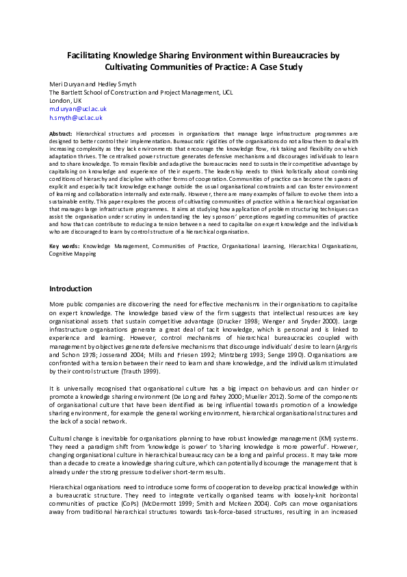 (PDF) Facilitating Knowledge Sharing Environment within Bureaucracies ...