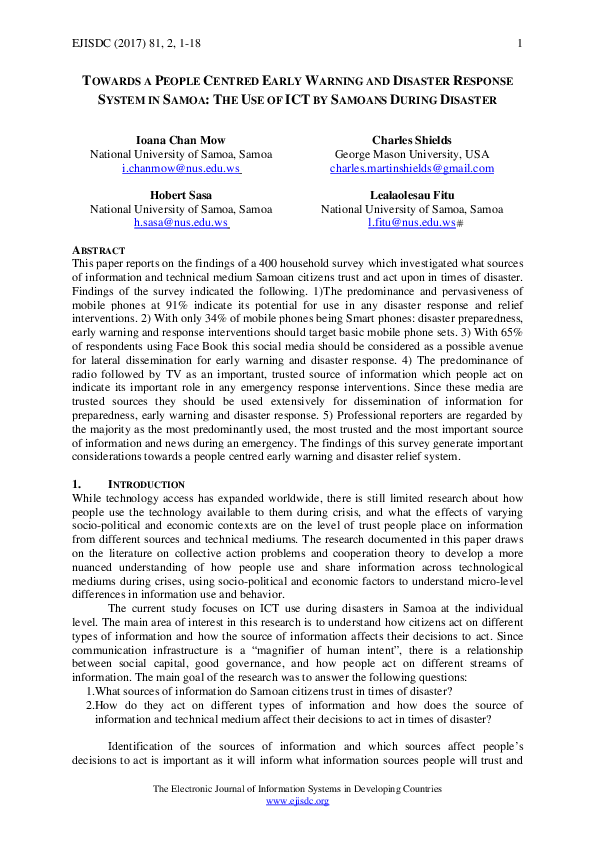 (PDF) Towards a People Centred Early Warning and Disaster Response ...