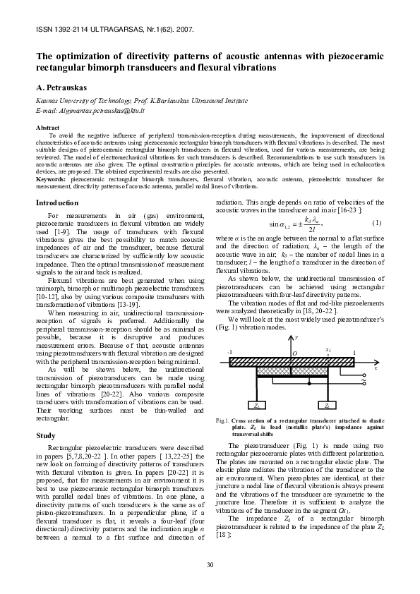 (PDF) The optimization of directivity patterns of acoustic antennas ...