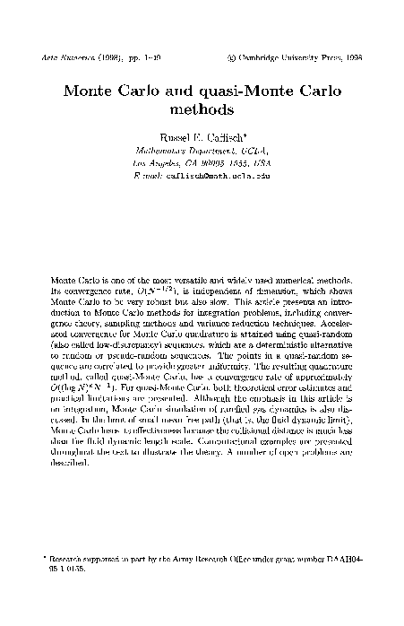 (PDF) Monte Carlo and Quasi-Monte Carlo Methods 2000