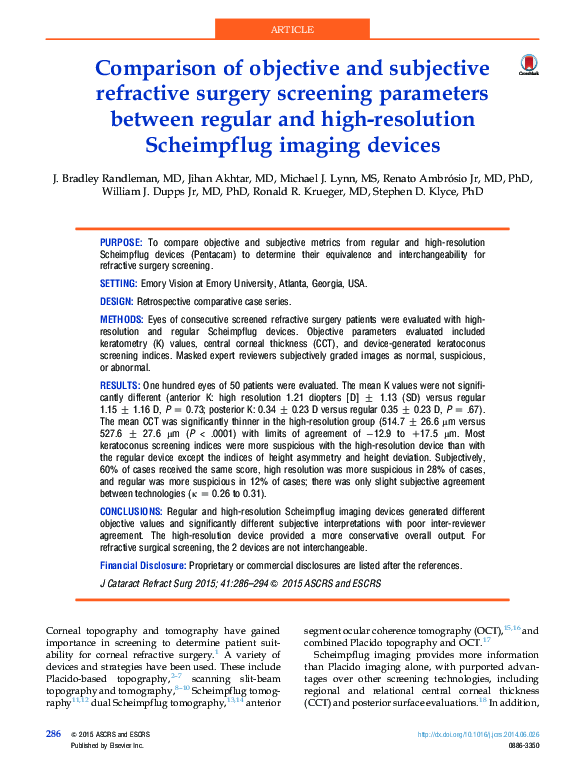(PDF) Comparison of objective and subjective refraction before and ...