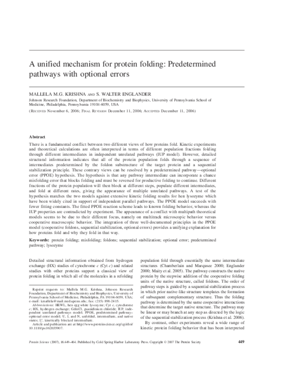 (PDF) Faculty of 1000 evaluation for A unified mechanism for protein ...