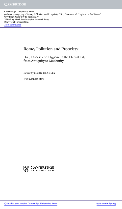 (PDF) Rome, pollution, and propriety : dirt, disease, and hygiene in ...