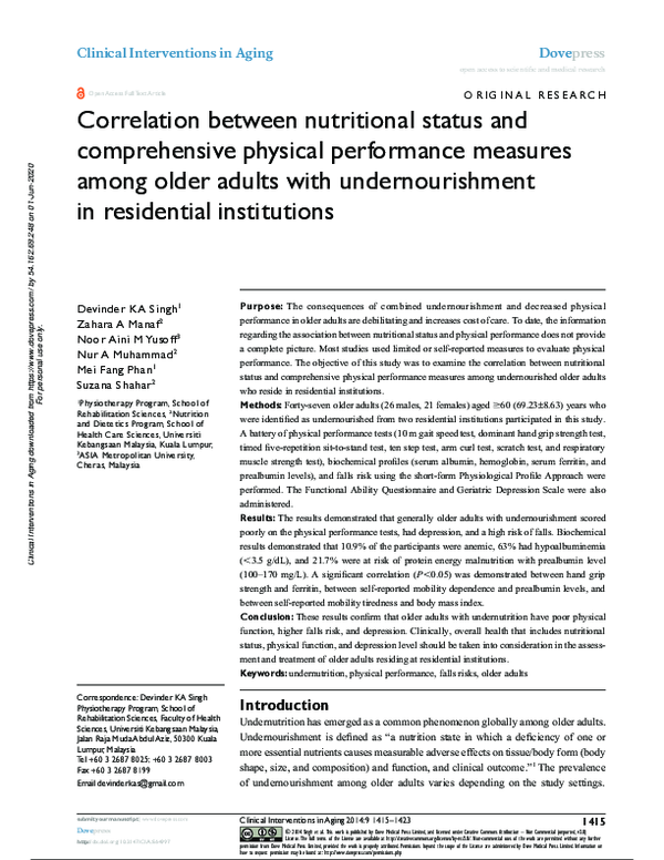 (PDF) Correlation between nutritional status and comprehensive physical ...