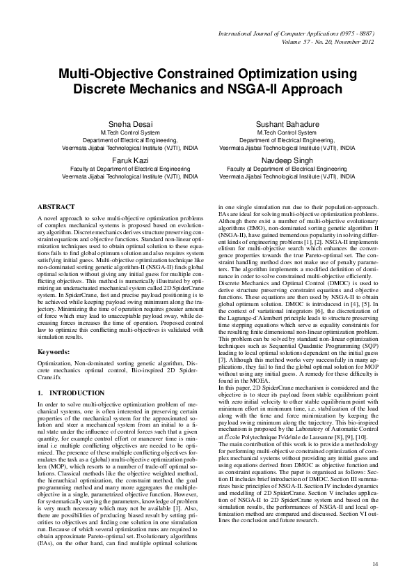 (PDF) Multi-Objective Constrained Optimization using Discrete Mechanics ...