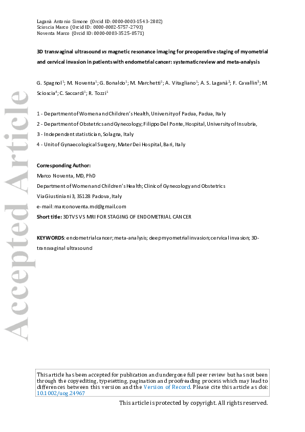 (PDF) 3D transvaginal ultrasound vs magnetic resonance imaging for ...