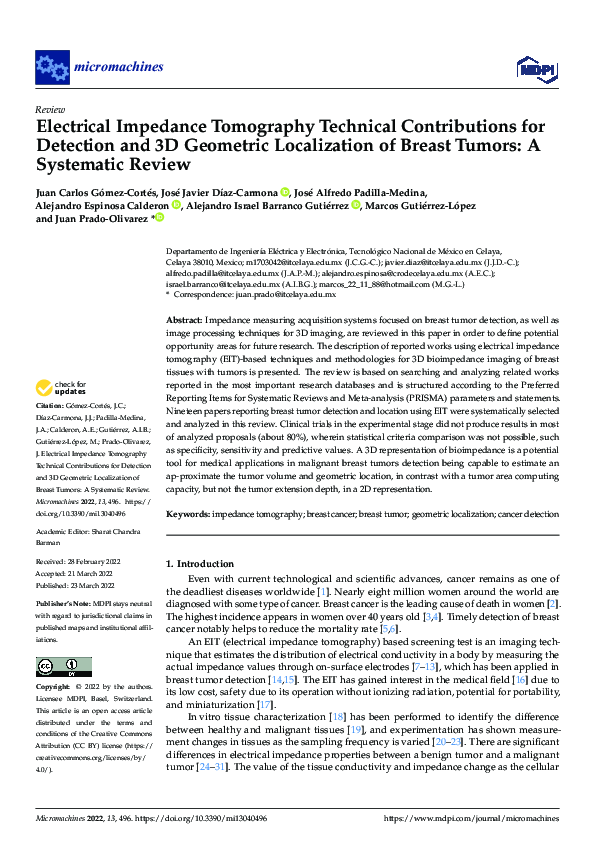 (PDF) Electrical Impedance Tomography Technical Contributions for ...