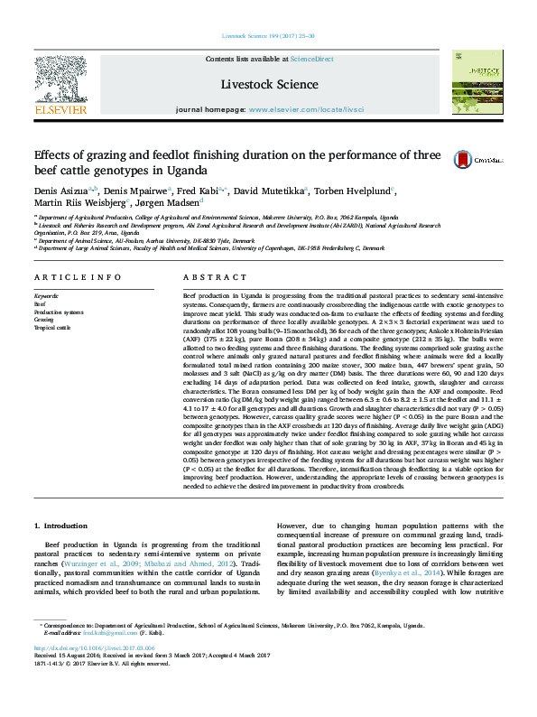 (PDF) Effects of grazing and feedlot finishing duration on the ...