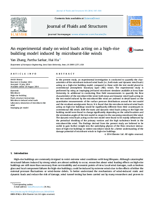 (PDF) An experimental study on wind loads acting on a high-rise ...