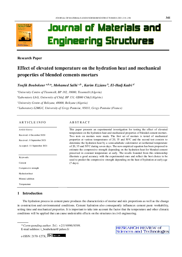 (PDF) Effect of elevated temperature on the hydration heat and ...